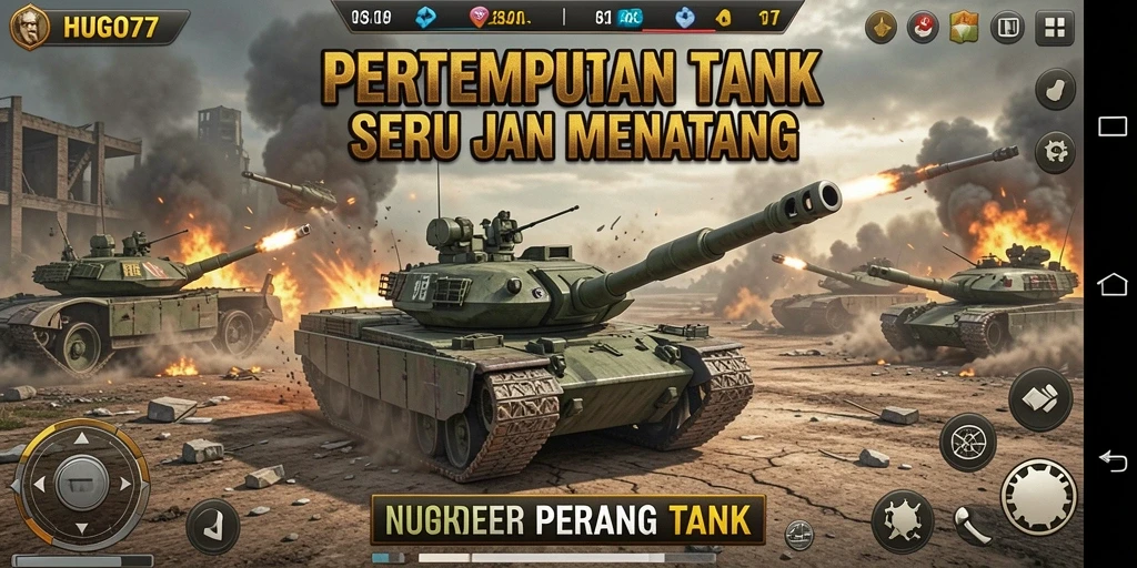 Tampilan antarmuka HUGO77 saat pertempuran tank berlangsung.