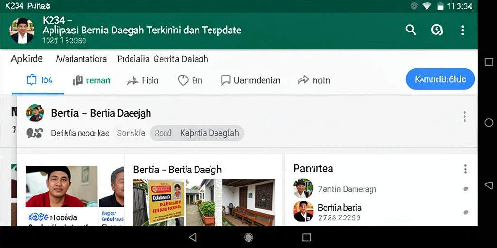 Antarmuka aplikasi K234 yang menampilkan berita daerah terbaru.