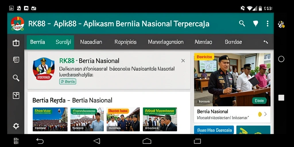 Antarmuka utama RK88 untuk berita nasional yang menarik dan informatif.