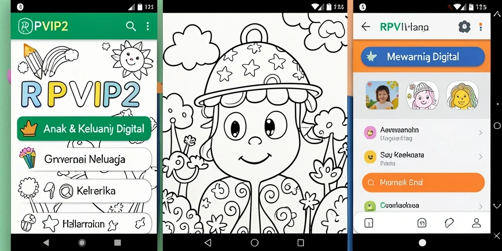 Antarmuka aplikasi RPVIP2 yang menarik untuk mewarnai digital.