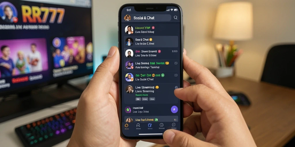 Antarmuka RR777 dengan fitur Live Streaming interaktif yang menarik.