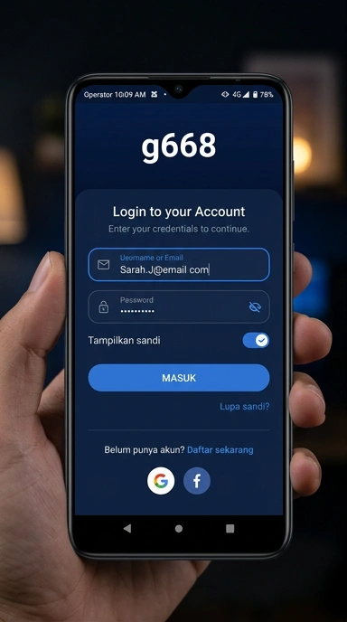 Halaman Masuk Akun g668 untuk Pengguna Android